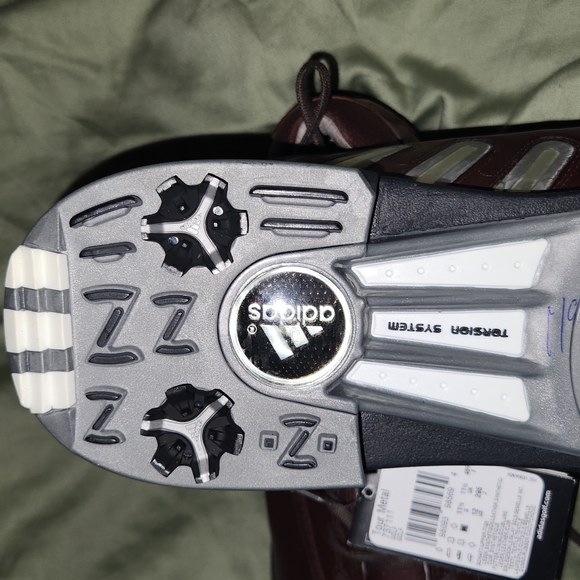 Adidas new Tour metal brown leather golf shoes sz11.5 - Picture 4 of 6